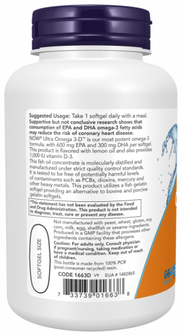 NOW Ultra Omega 3-D, 180 капсул