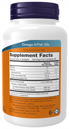 NOW Omega 3 Mini Gels 500 mg, 180 капсул