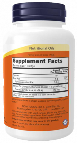 NOW Borage Oil 1000 mg, 60 капсул